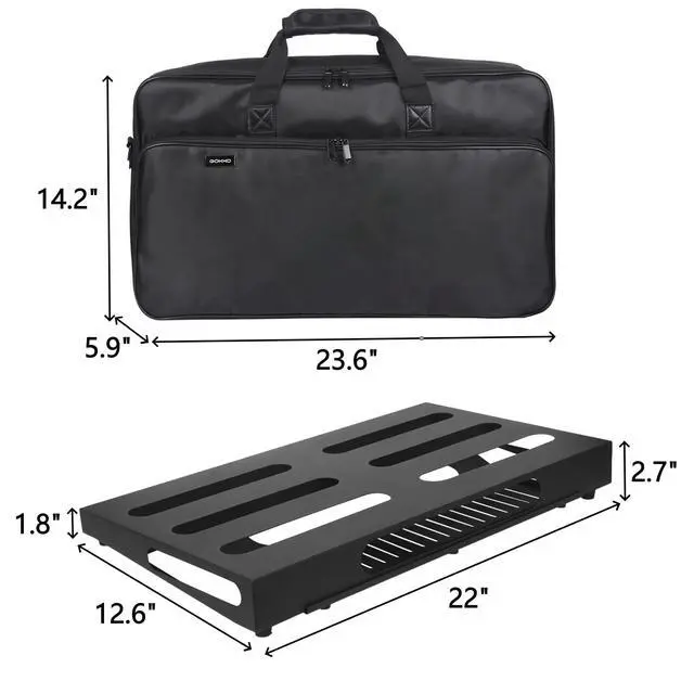 Alt view image 7 of 7 - Guitar Pedal Board 22" x 12.6" Guitar Pedalboard with Power Supply Bracket (GKS-22B)
