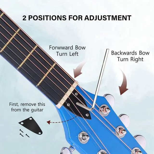 Alt view image 4 of 7 - Acoustic Guitar Kits for Beginners Adults - 38" Steel-String Guitars Bundle with Online Lesson Wooden Bowl Guitarra Starter Set Package with Bag, Strap, Picks, Capos, Kazoo, Blue