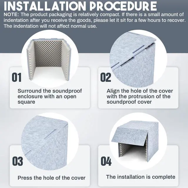 Alt view image 4 of 6 - 28 x 28 x 28 Inch Desktop Soundproof Cover Portable Vocal Recording Booth Vocal Absorbing Shield Microphone Isolation Booth Cube for Sound Clearer Home Music Studio Podcasts Recording, Grey