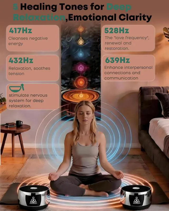 Alt view image 3 of 7 - Sound Frequency Instruments, Meditation Tone TWS Machine- Solfeggio Bath Device for Yoga, Mindfulness, Singing Therapy System of Chakra Relaxation and Stress 5 Tones, 3 Timer Modes