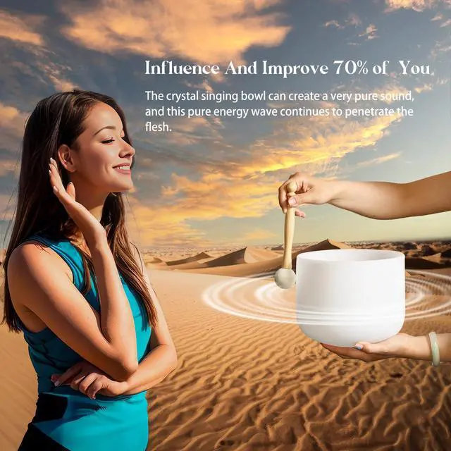 Alt view image 3 of 6 - Couple of 2 PCS Crystal Singing Bowl Set, 8"F and 10" C Note | F note Heart Chakra, C note Root Chakra, Sound Bowl Meditation Set for Healing, Carry Case Bag