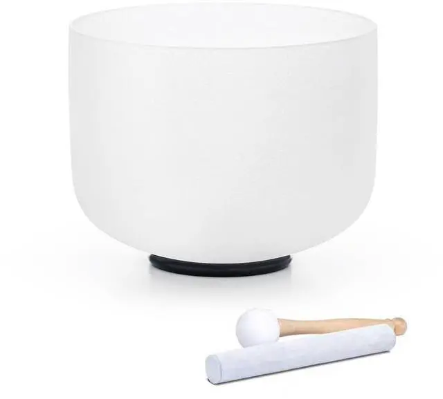 Main image of 528HZ 8 Inch C Note Crystal Singing Bowl Sound Healing Meditation | Sound Bath Bowl,Cleansing Stress Relief,White Quartz Frosted Bowl without Bag