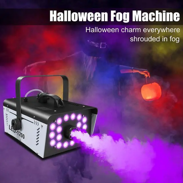 Alt view image 6 of 7 - Fog Machine Halloween Outdoor 1200W with 18 LED Lights, Smoke Machine Fog | With Remote, Perfect for Party, Stage, Wedding, Indoor
