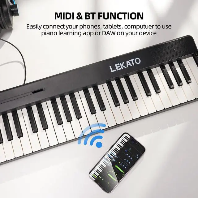 Alt view image 6 of 7 - FP-10 Portable Piano Keyboard for Beginners 88 Keys Folding Digital Piano with Sustain Pedal Foldable Electric Piano Keyboard with Semi Weighted Wood Grain Key Suitable for Midi Bluetooth