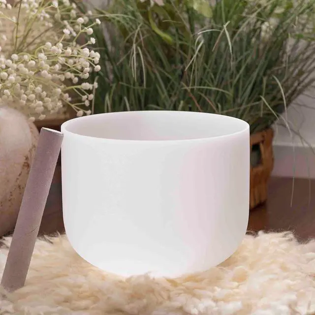 Alt view image 2 of 7 - 528HZ 8 Inch C Note Crystal Singing Bowl Sound Healing Meditation | Sound Bath Bowl,Cleansing Stress Relief,White Quartz Frosted Bowl without Bag