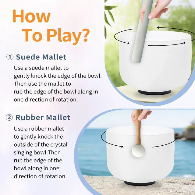 Alt view image 5 of 7 - 528HZ 8 Inch C Note Crystal Singing Bowl Sound Healing Meditation | Sound Bath Bowl,Cleansing Stress Relief,White Quartz Frosted Bowl without Bag