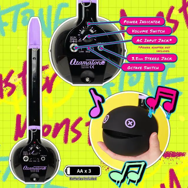 Alt view image 4 of 7 - Deluxe Monster Series Synthesizer Musical Instrument - Violet | Portable Digital Synthesizer from Japan by Maywa Denki with 3.5mm Aux Jack & Strap, Unique Gift for Teens & Adults