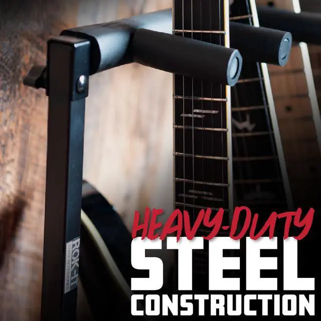 Alt view image 7 of 7 - Rok-It Folding 5 Guitar Rack Stand (RI-GTR-RACK5) | Fits up to 5 Acoustic, Electric, or Bass Guitars with padded supports and a folding rack that travels and stores easily
