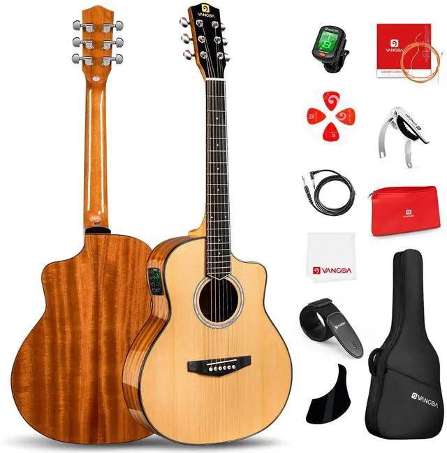 Main image of 36-Inch Acoustic Electric Guitar Kit, 3/4 Size Cutaway Guitar Bundle with Gig Bag for Kids Beginners, Natural Cedar Top