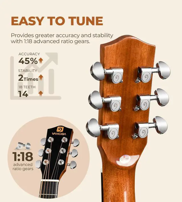 Alt view image 3 of 7 - 36-Inch Acoustic Electric Guitar Kit, 3/4 Size Cutaway Guitar Bundle with Gig Bag for Kids Beginners, Natural Cedar Top