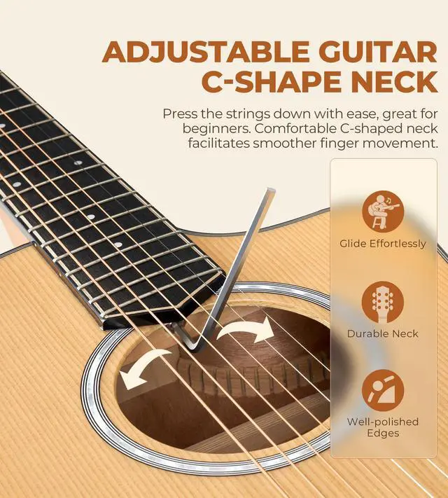 Alt view image 7 of 7 - 36-Inch Acoustic Electric Guitar Kit, 3/4 Size Cutaway Guitar Bundle with Gig Bag for Kids Beginners, Natural Cedar Top