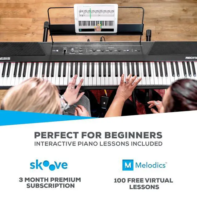 Alt view image 2 of 7 - Recital - 88 Key Digital Piano Keyboard with Semi-Weighted Keys, 2x20W Speakers, 5 Voices, Split, Layer and Lesson Mode, FX and Piano Lessons