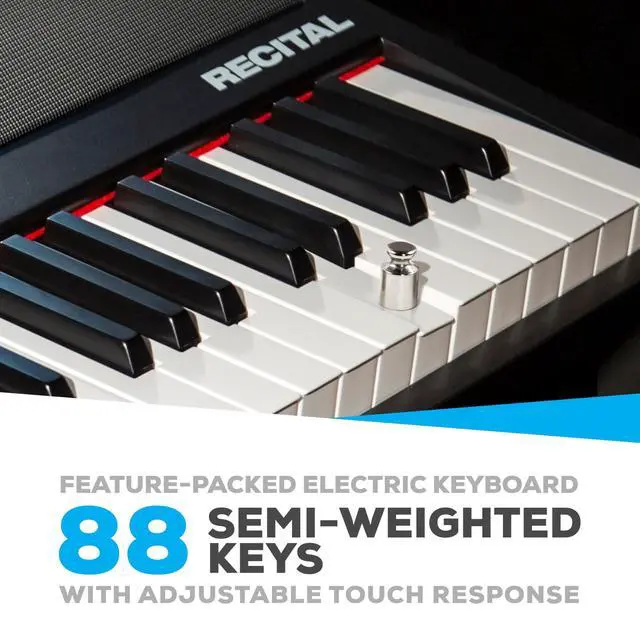 Alt view image 6 of 7 - Recital - 88 Key Digital Piano Keyboard with Semi-Weighted Keys, 2x20W Speakers, 5 Voices, Split, Layer and Lesson Mode, FX and Piano Lessons