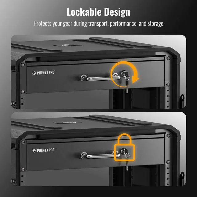 Alt view image 4 of 7 - 2U Locking Rack Drawer for 19-Inch Rack PRDWR-2U | Pre-Cut Foam, Sliding Lockable Design, Metal Build, AV/Network/DJ Gear, Cabinet Enclosures