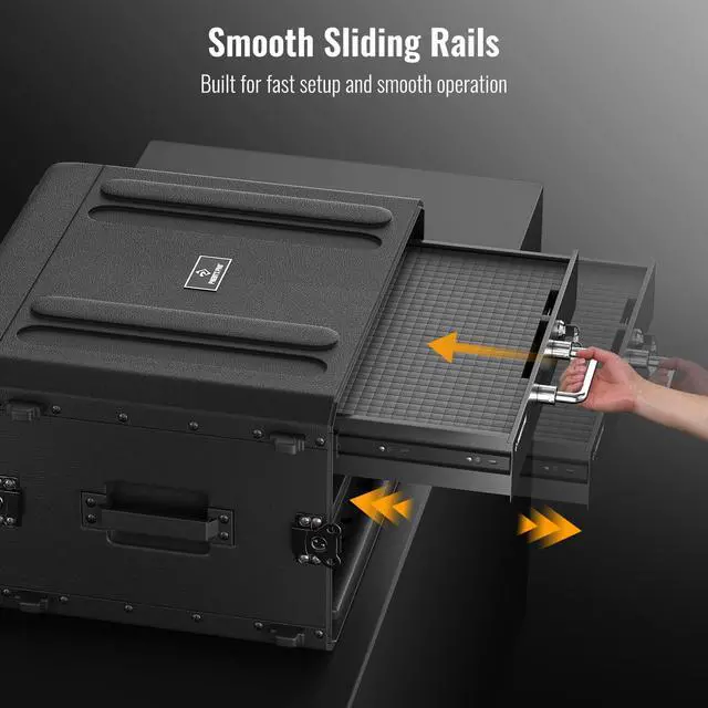 Alt view image 5 of 7 - 2U Locking Rack Drawer for 19-Inch Rack PRDWR-2U | Pre-Cut Foam, Sliding Lockable Design, Metal Build, AV/Network/DJ Gear, Cabinet Enclosures
