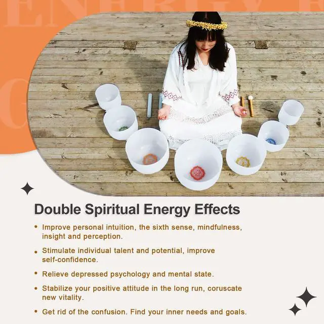 Alt view image 3 of 7 - Crystal Singing Bowl Frosted 432HZ 7-12 Inch Chakra Symbol Design | Frosted Quartz White Chakra Symbol Singing Bowls with 2 PCS Travel Carry Case Bag for Sound Healing