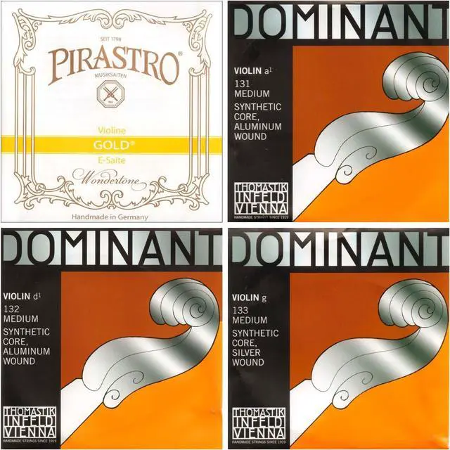 Main image of JSI Special 4/4 Violin String Set: Gold Label Loop-End E & Dominant A, D, and G Strings - Medium Gauge