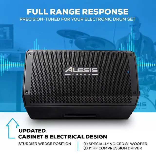 Alt view image 3 of 7 - Strike Amp 8 MK2 2000W Drum Amp Speaker for Electric Drum Set with Bluetooth, 8" Woofer, HPF EQ and Ground-Lift Switch