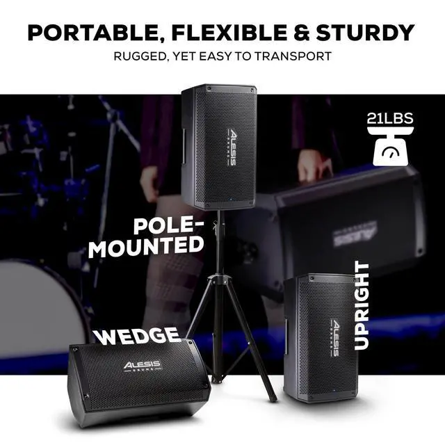 Alt view image 6 of 7 - Strike Amp 8 MK2 2000W Drum Amp Speaker for Electric Drum Set with Bluetooth, 8" Woofer, HPF EQ and Ground-Lift Switch