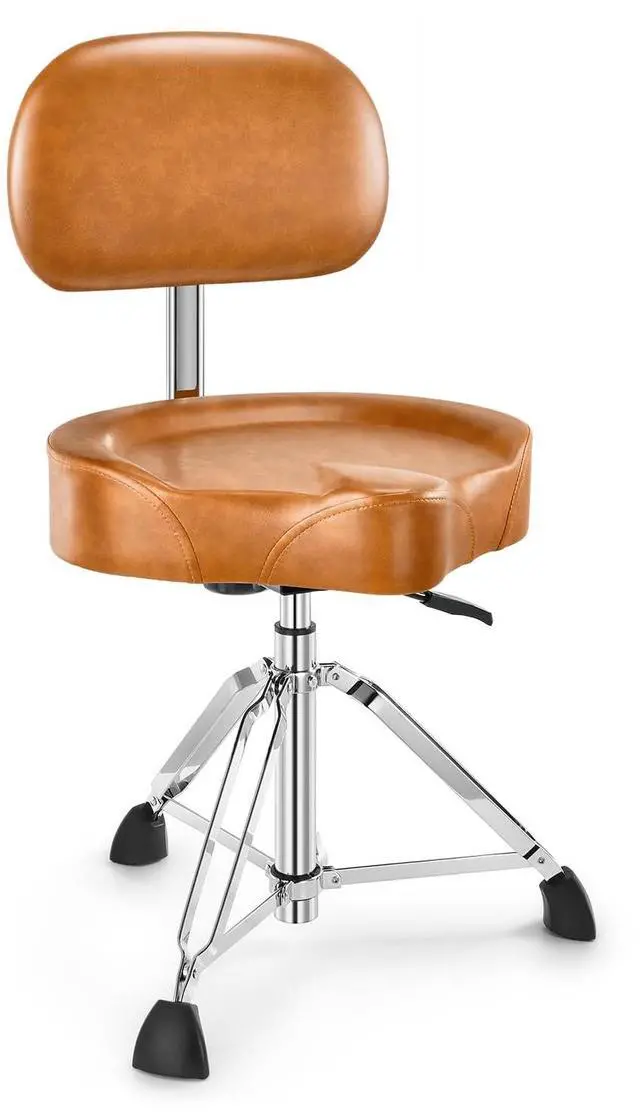 Main image of Drum Throne with Backrest, Heavy Duty Hydraulic Drum Stool Height Adjustable, Motorcycle Style Drum Seat Saddle Drum Throne for Adults Drummers (Brown)