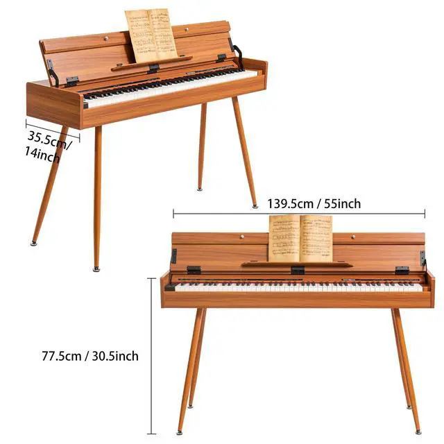 Alt view image 7 of 7 - 88 Key Weighted Digital Piano - Wooden Desk Electric Piano Transforms Between Desk and Vanity - Progressive Hammer-Action Keyboard, Perfect for Beginners with MIDI Functionality