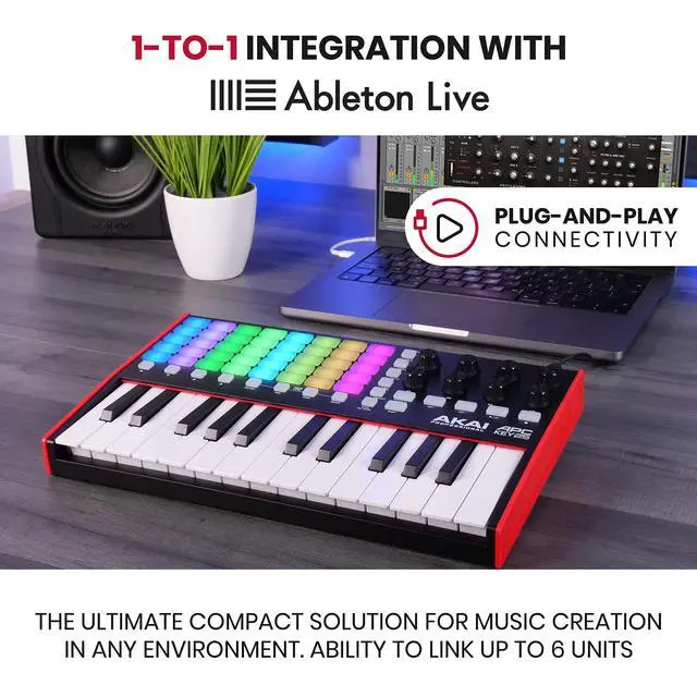 Alt view image 2 of 7 - APC Key 25 MK2 25-Key USB MIDI Keyboard Controller for Clip Launching with Ableton Live Lite, 40 RGB Pads and 8 Rotary Knobs