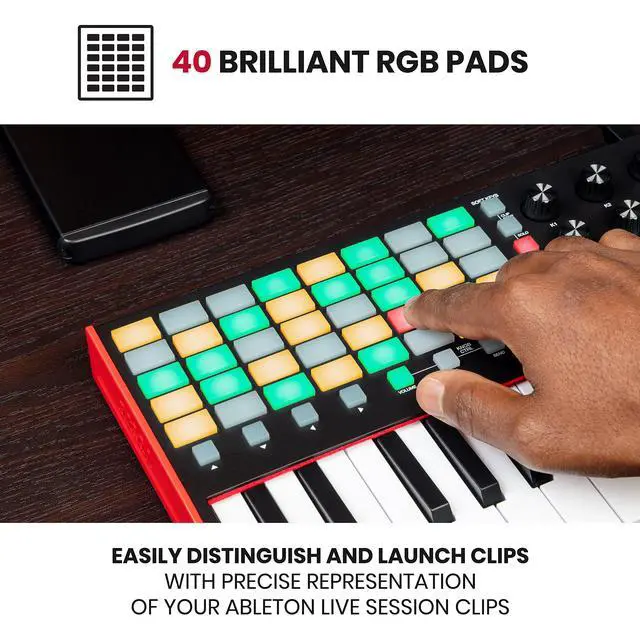 Alt view image 3 of 7 - APC Key 25 MK2 25-Key USB MIDI Keyboard Controller for Clip Launching with Ableton Live Lite, 40 RGB Pads and 8 Rotary Knobs