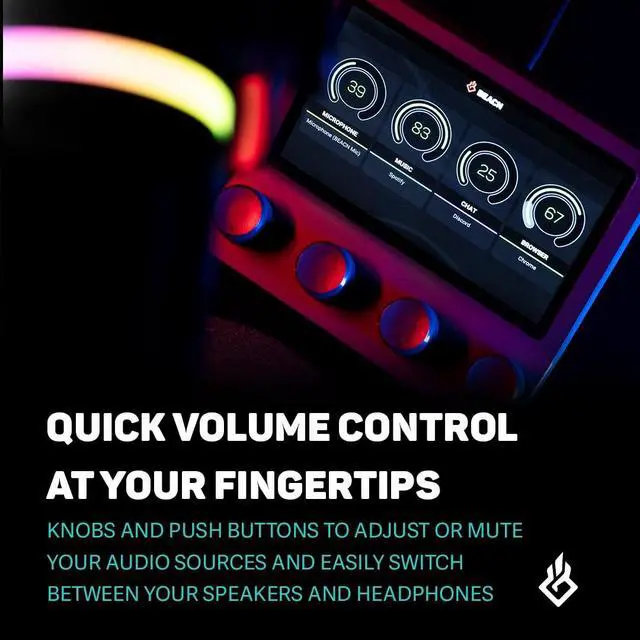 Alt view image 5 of 7 - Mix - USB C Windows Audio Controller with a Beautiful 5 Color Display and 4 Smooth Push-Button encoders for Streaming, Gaming, Podcasting, and Work from Home Applications (Dark)