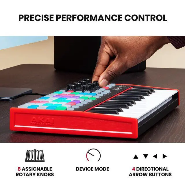 Alt view image 5 of 7 - APC Key 25 MK2 25-Key USB MIDI Keyboard Controller for Clip Launching with Ableton Live Lite, 40 RGB Pads and 8 Rotary Knobs