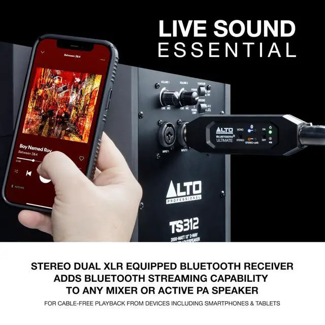 Alt view image 2 of 7 - A Bluetooth Ultimate XLR Equipped Rechargeable Stereo Bluetooth Receiver for Mixing Desk/Audio Mixer Setups and Active PA Systems