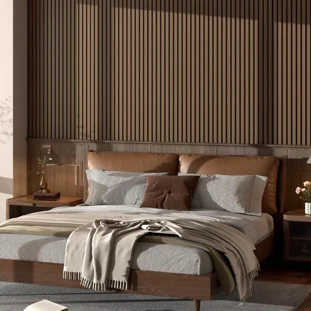 Alt view image 7 of 7 - Wood Slatwall Panels, 20 Pack 24" x 12"/60 x30cm(40ft²) Acoustic Wall Panels, Soundproof Wood Slat Panel, 3D Fluted Sound Absorbing Paneling for Wall Decor, Living Room, Bedroom, Walnut