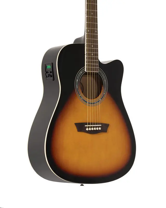 Alt view image 2 of 7 - Vintage Series 6 String Acoustic-Electric Guitar, Right, Tobacco Sunburst (WA90CEVSB)