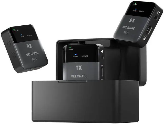 Main image of Portable Wireless in Ear Monitor System with Charging Case PM-2 | Wireless Audio Transmitter and Receiver, 24bit/48kHz Audio, Mono/Stereo Switch, OTG Input, Live Shows, Studios, Bands
