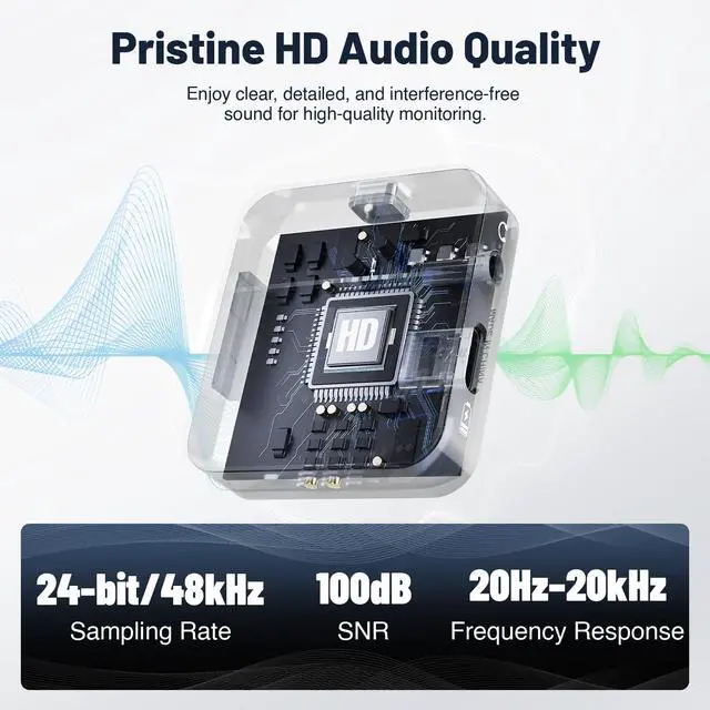 Alt view image 4 of 7 - Portable Wireless in Ear Monitor System with Charging Case PM-2 | Wireless Audio Transmitter and Receiver, 24bit/48kHz Audio, Mono/Stereo Switch, OTG Input, Live Shows, Studios, Bands