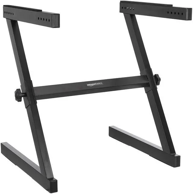 Main image of Fixed Height Keyboard and Piano Stand, Z-Shape, Black, For Compact Space, Carpet Stability & More Legroom