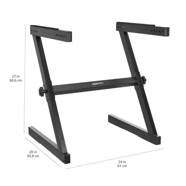 Alt view image 4 of 5 - Fixed Height Keyboard and Piano Stand, Z-Shape, Black, For Compact Space, Carpet Stability & More Legroom