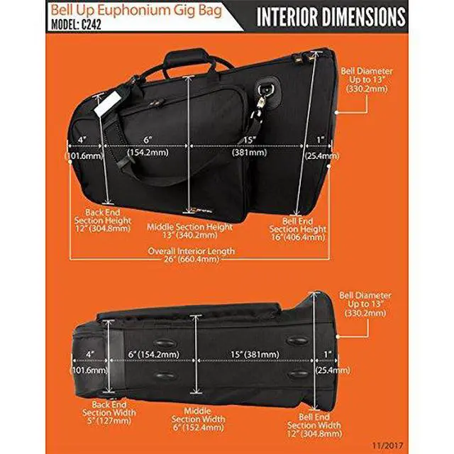 Alt view image 3 of 5 - Bell Up Euphonium Gig Bag, Gold Series, Model C242