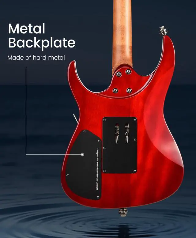 Alt view image 5 of 7 - Tsunami Deluxe Mahogany Body & Roasted Maple Neck, HH Pickups with Rail, Double-Locking Tremolo, 24 Frets(Violet)