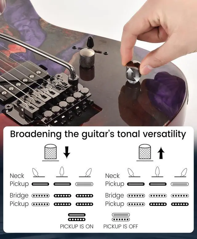 Alt view image 6 of 7 - Tsunami Deluxe Mahogany Body & Roasted Maple Neck, HH Pickups with Rail, Double-Locking Tremolo, 24 Frets(Violet)