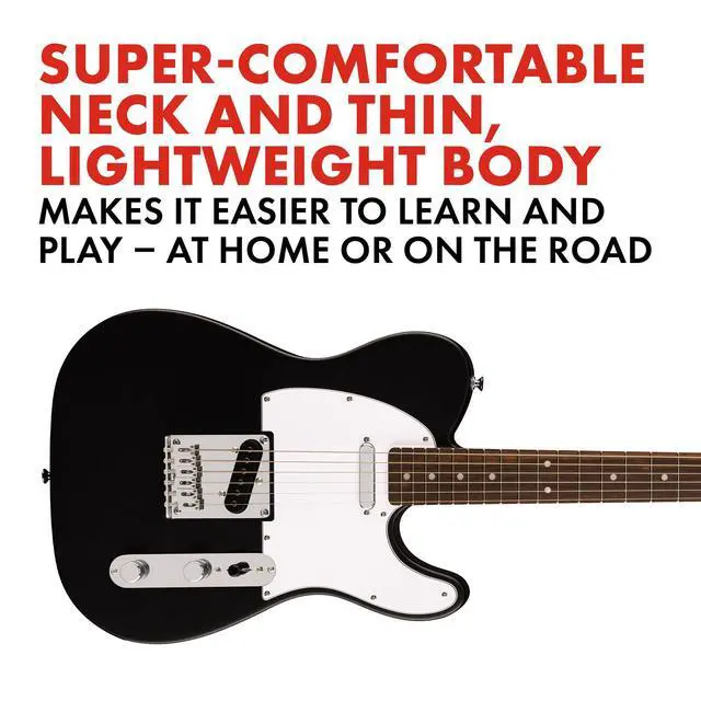 Alt view image 3 of 5 - Squier Debut Beginner Telecaster Electric Guitar, Black,Satin Finish | Starter electric guitar, includes free lessons, Telecaster body, satin urethane finish, kids and adults
