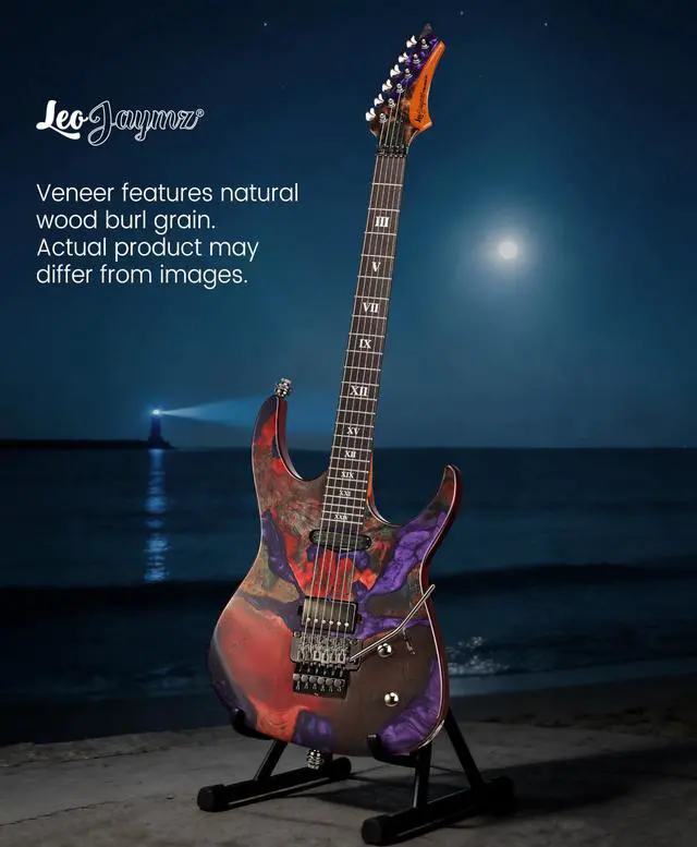 Alt view image 7 of 7 - Tsunami Deluxe Mahogany Body & Roasted Maple Neck, HH Pickups with Rail, Double-Locking Tremolo, 24 Frets(Violet)