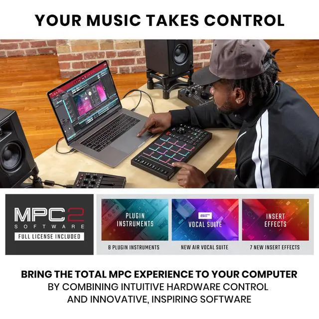 Alt view image 2 of 7 - MPC Studio MIDI Controller Beat Maker with 16 Velocity Sensitive RGB Pads, MPC Software, Assignable Touch Strip and LCD Display