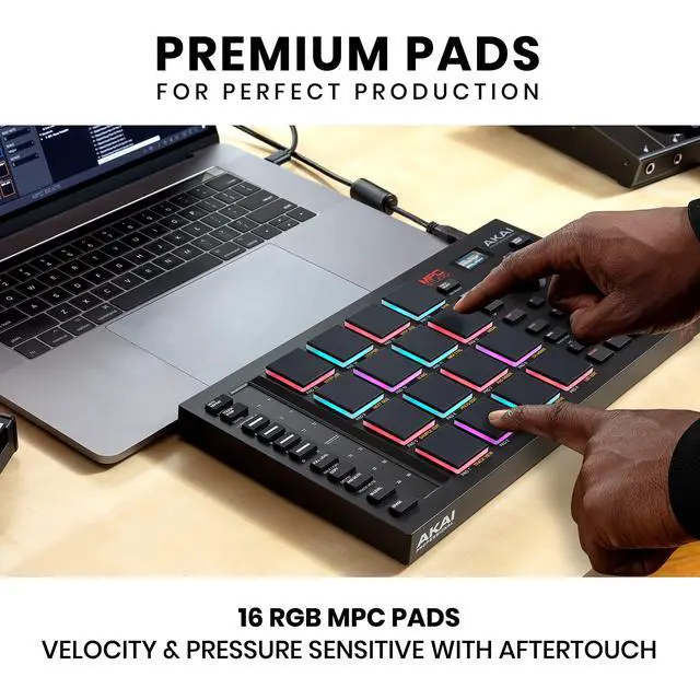 Alt view image 3 of 7 - MPC Studio MIDI Controller Beat Maker with 16 Velocity Sensitive RGB Pads, MPC Software, Assignable Touch Strip and LCD Display