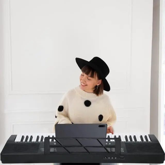 Alt view image 4 of 7 - 61 Key Keyboard Piano for Beginners with Lighted Keys & Pro Teaching Modes,Includes Stand, Bench, Microphone, Music Stand,70 Demos, 200 Rhythms/Tones, Gift for Beginners