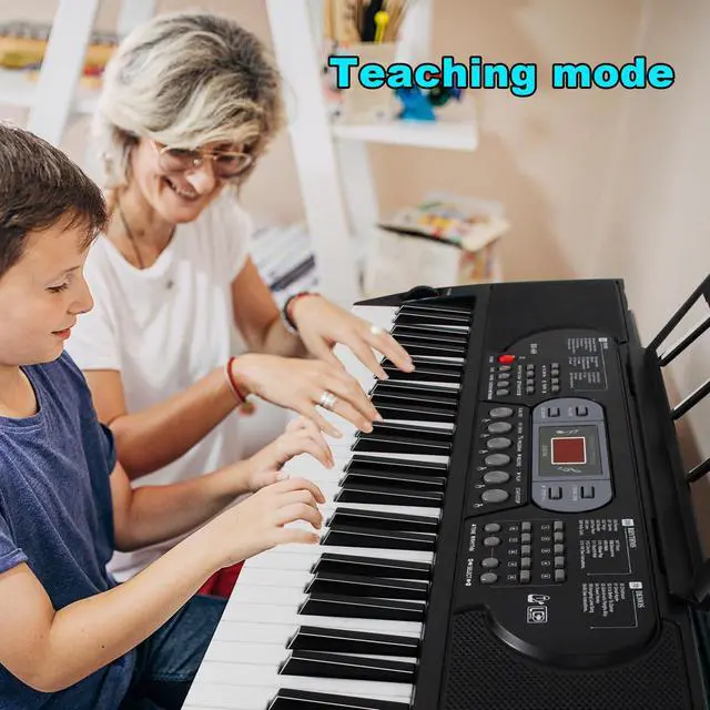 Alt view image 3 of 7 - 61-Key Electric Keyboard Piano with Lighted Keys, Gifts, Premium Bundle: Stand, Bench, Mic,Headphones, Music Stand, Stickers, 70 Demos 200 Tones/Rhythms, Beginners/Adults