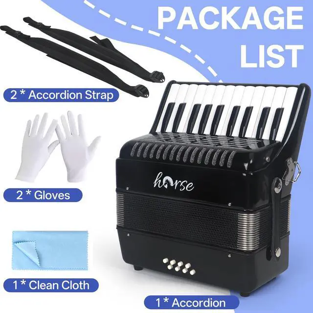 Alt view image 4 of 7 - Accordion, 22 Keys 8 Bass Piano Accordion Acordeones Para Adultos, Acordeón De Adulto Azul for Beginners Adults, Educational Musical Instrument Sweet Sound with Straps and Padded Bag (Black)