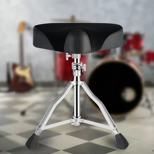 Alt view image 2 of 7 - Drum Throne Drum Seat Height Adjustable,Padded Drum Stools Motorcycle Style Drum Chair with Anti-Slip Feet for Drummers,Adult