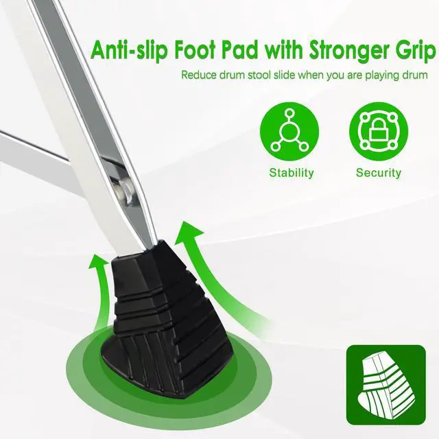 Alt view image 6 of 7 - Drum Throne Drum Seat Height Adjustable,Padded Drum Stools Motorcycle Style Drum Chair with Anti-Slip Feet for Drummers,Adult