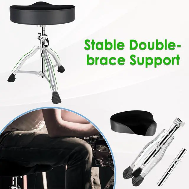Alt view image 7 of 7 - Drum Throne Drum Seat Height Adjustable,Padded Drum Stools Motorcycle Style Drum Chair with Anti-Slip Feet for Drummers,Adult