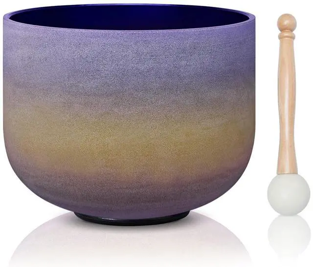Main image of 440HZ 8 Inch Rainbow Colored A Note Third-Eye Chakra Frosted Quartz Crystal Singing Bowl for Sound Healing and Meditation